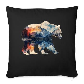 Ours à double exposition - Housse de coussin décorative 45 x 45 cm - noir - Devant