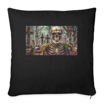 evil skeleton at a cemetery monster dark horror sc - Sofa pillowcase 17,3'' x 17,3'' (45 x 45 cm) - black - Front