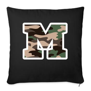 Buchstabe M Militärtarnung - Geschenkidee - Sofakissenbezug 45 x 45 cm - Schwarz - Vorne
