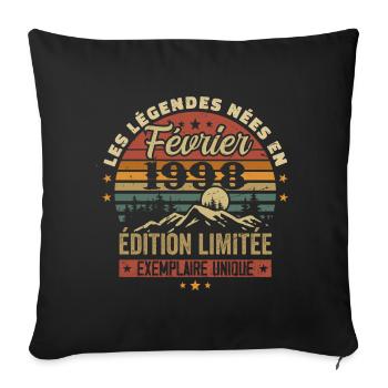 Born In February 1998 Birthday 26 Years Retro 26 - Sofa pillowcase 17,3'' x 17,3'' (45 x 45 cm) - black - Front