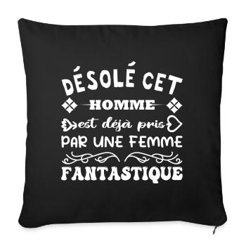 Bereits eingenommen von einem fantastischen Frauenhumor-Paar - Sofakissenbezug 45 x 45 cm - Schwarz - Vorne