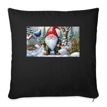 Mignons petits gnomes de la vie quotidienne – pelleter de la neige - Housse de coussin décorative 45 x 45 cm - noir - Devant