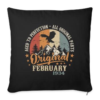 Februar 1934 - Jahrgang geboren im Februar 1934 - Sofakissenbezug 45 x 45 cm - Schwarz - Vorne
