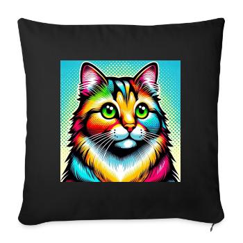Chat Pop Art - Housse de coussin décorative 45 x 45 cm - noir - Devant
