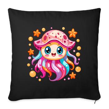 Cute Jellyfish - Sofa pillowcase 17,3'' x 17,3'' (45 x 45 cm) - black - Front