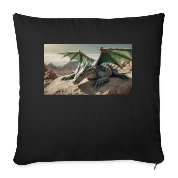A realistic majestical green dragon is laying - Sofa pillowcase 17,3'' x 17,3'' (45 x 45 cm) - black - Front