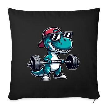 T-Rex Workout Dino Krafttraining - Sofakissenbezug 45 x 45 cm - Schwarz - Vorne