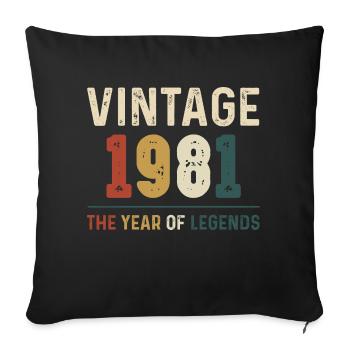 43 Years Old Vintage 1981 43th Birthday Gifts - Sofa pillowcase 17,3'' x 17,3'' (45 x 45 cm) - black - Front