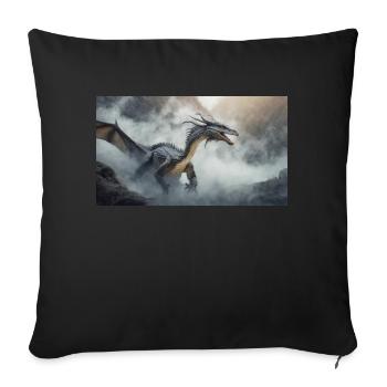 Un méchant dragon noir réaliste en escaladant un brouillard - Housse de coussin décorative 45 x 45 cm - noir - Devant
