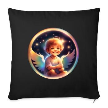 Petit ange arc en ciel - Housse de coussin décorative 45 x 45 cm - noir - Devant