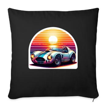 voiture vintage couché de soleil - Housse de coussin décorative 45 x 45 cm - noir - Devant