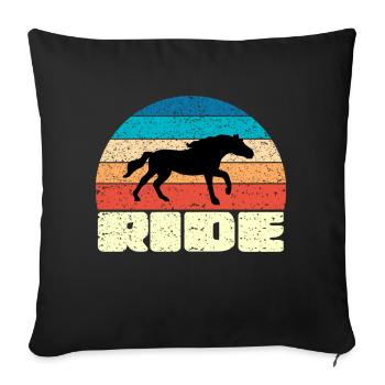 Vintage Sunset with Black Horse - Sofa pillowcase 17,3'' x 17,3'' (45 x 45 cm) - black - Front