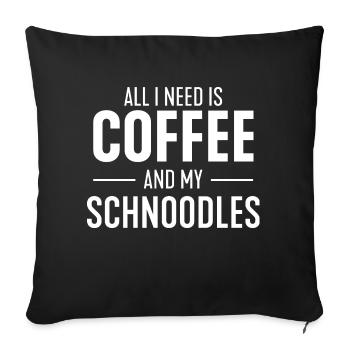 Café et Schnoodle Dog Maman pour Schnoodles Papa - Housse de coussin décorative 45 x 45 cm - noir - Devant