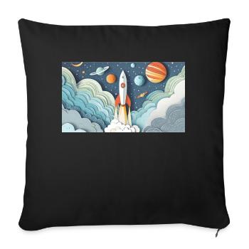 Eine Rakete hebt ab - Sofakissenbezug 45 x 45 cm - Schwarz - Vorne