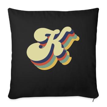 Retro K Letter - Sofa pillowcase 17,3'' x 17,3'' (45 x 45 cm) - black - Front