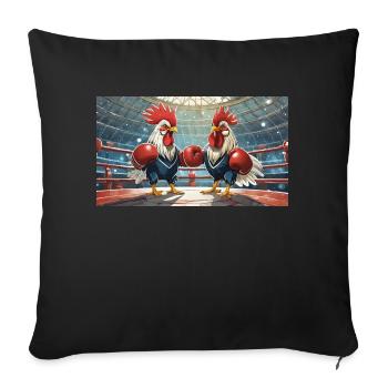 Jeu de mots : expression ambiguë – Kampfhähne (gamecocks) - Housse de coussin décorative 45 x 45 cm - noir - Devant
