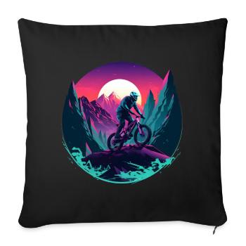 Mountain Biking Vaporwave - Sofa pillowcase 17,3'' x 17,3'' (45 x 45 cm) - black - Front