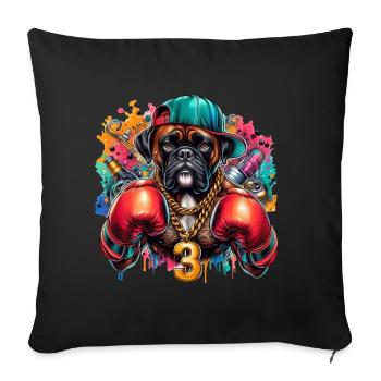 Boxer chien Splash Art - Housse de coussin décorative 45 x 45 cm - noir - Devant