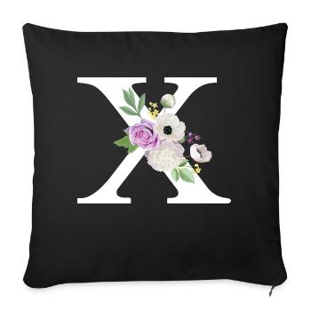 Lila floral x Buchstabe - Sofakissenbezug 45 x 45 cm - Schwarz - Vorne