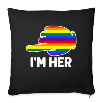 I'm Hers Rainbow Lesbian Couple Funny LGBT Pride - Sofa pillowcase 17,3'' x 17,3'' (45 x 45 cm) - black - Front