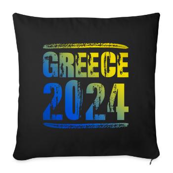 Greece 2024 Colorful Holiday - Sofa pillowcase 17,3'' x 17,3'' (45 x 45 cm) - black - Front