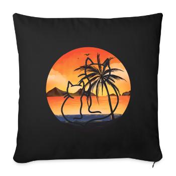 Retro Cats Vintage 90's 80's Cat Nature Beach - Sofa pillowcase 17,3'' x 17,3'' (45 x 45 cm) - black - Front
