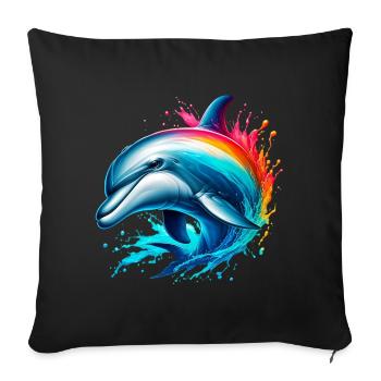 Dauphin - Housse de coussin décorative 45 x 45 cm - noir - Devant