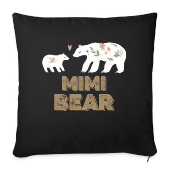 Mimi Ours Maman Maman Floral Bonne fête des mères - Housse de coussin décorative 45 x 45 cm - noir - Devant