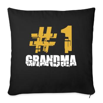 Premier 1# Hashtag Grand-mère Grand-mère Grand-mère Amour - Housse de coussin décorative 45 x 45 cm - noir - Devant
