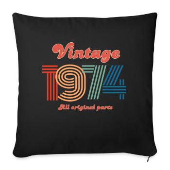Vintage 1974 all original parts - Sofa pillowcase 17,3'' x 17,3'' (45 x 45 cm) - black - Front