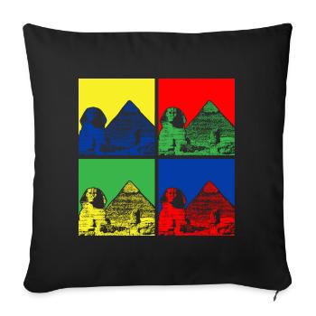 Egyptian Legacy Pop Art Sphinx Pyramids - Sofa pillowcase 17,3'' x 17,3'' (45 x 45 cm) - black - Front