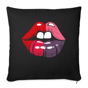 LIPS - Sofa pillowcase 17,3'' x 17,3'' (45 x 45 cm) - black - Front