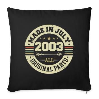 Cadeau d'anniversaire de juillet 2003 2003 que j'ai fait en juillet - Housse de coussin décorative 45 x 45 cm - noir - Devant