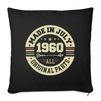 Cadeau d'anniversaire de juillet 1960 1960 que j'ai fait en juillet - Housse de coussin décorative 45 x 45 cm - noir - Devant