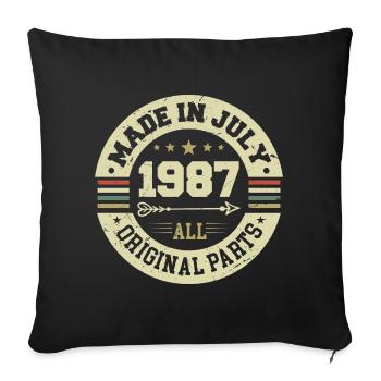 July 1987 Birthday Gift 1987 I Made in July - Sofa pillowcase 17,3'' x 17,3'' (45 x 45 cm) - black - Front