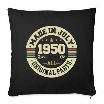 July 1950 Birthday Gift 1950 I Made in July - Sofa pillowcase 17,3'' x 17,3'' (45 x 45 cm) - black - Front