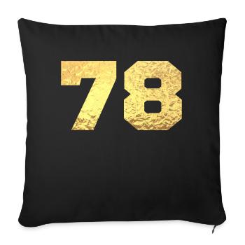Number 78 Gold Glitter - 78th Anniversary - Sofa pillowcase 17,3'' x 17,3'' (45 x 45 cm) - black - Front
