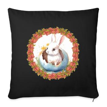 Lapin de Pâques Oeuf de Pâques Lapin de Pâques Oeuf de lapin - Housse de coussin décorative 45 x 45 cm - noir - Devant