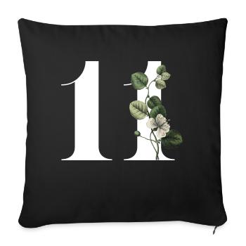 Nummer 11 Blumengrün -11. Geburtstag Blumen - Sofakissenbezug 45 x 45 cm - Schwarz - Vorne