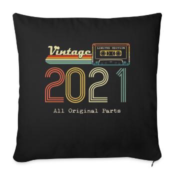 2021 Original 2021 Vintage Vintage Retro anniversa - Sofa pillowcase 17,3'' x 17,3'' (45 x 45 cm) - black - Front