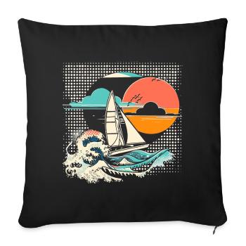 Dessin animé sur la voile - Housse de coussin décorative 45 x 45 cm - noir - Devant