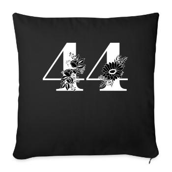 Number 44 Black Floral - 44th Floral Birthday - Sofa pillowcase 17,3'' x 17,3'' (45 x 45 cm) - black - Front