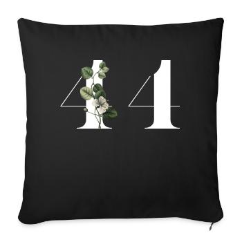 Number 44 Green Floral - 44th Floral Birthday - Sofa pillowcase 17,3'' x 17,3'' (45 x 45 cm) - black - Front