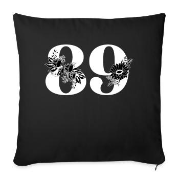 Number 89 Black Floral - 89th Floral Birthday - Sofa pillowcase 17,3'' x 17,3'' (45 x 45 cm) - black - Front