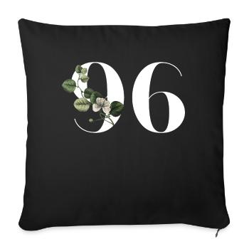 Nummer 96 Blumengrün - 96. Blumengeburtstag - Sofakissenbezug 45 x 45 cm - Schwarz - Vorne