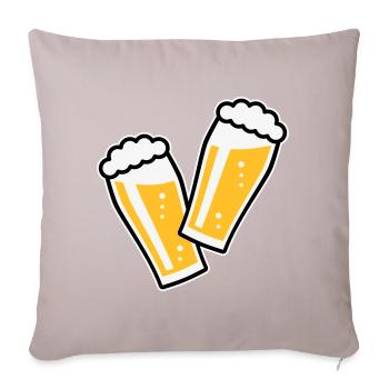 2 Biergläser Stoßen An (Bier / Willibecher / 3C) - Sofakissenbezug 45 x 45 cm - helles Taupe - Vorne