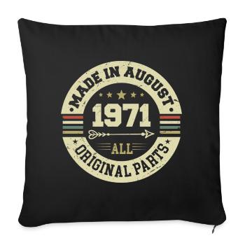 Août 1971 Cadeau d’anniversaire Août 1971 Août - Housse de coussin décorative 45 x 45 cm - noir - Devant