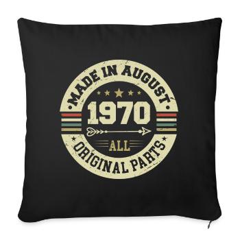 Août 1970 Cadeau d’anniversaire Août 1970 Août - Housse de coussin décorative 45 x 45 cm - noir - Devant