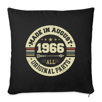 August 1966 Birthday present August 1966 August - Sofa pillowcase 17,3'' x 17,3'' (45 x 45 cm) - black - Front