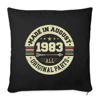 Août 1983 Cadeau d’anniversaire Août 1983 Août - Housse de coussin décorative 45 x 45 cm - noir - Devant